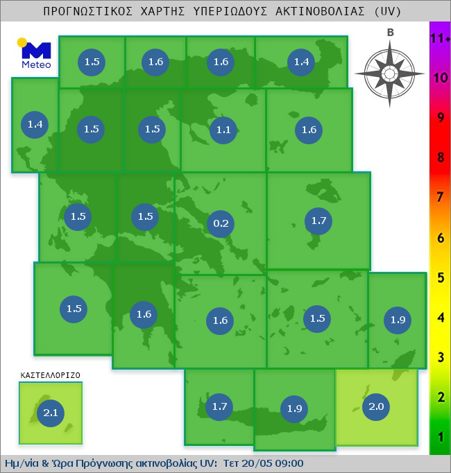 UV map of Greece
