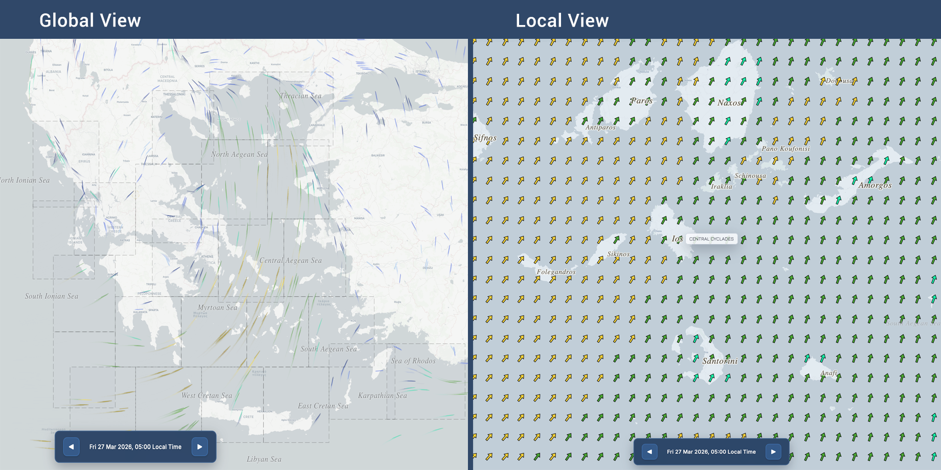 Wind Overview vs Local